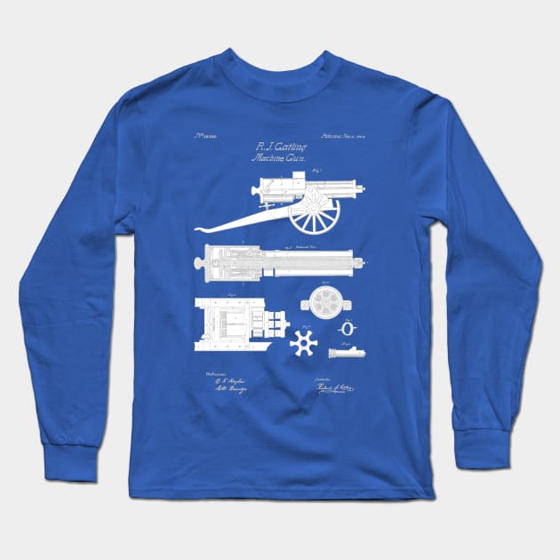 Gatling Gun Patent - 1862 Machine gun - ABpng Long Sleeve T-Shirt by SPJE Illustration Photography